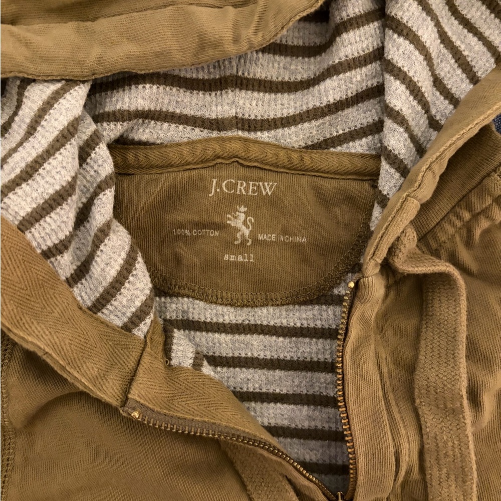 J. Crew Hooded Jacket with Striped Lining